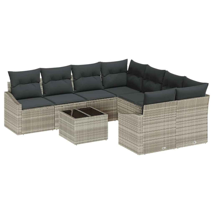 Set de canapele pentru grădină cu pernă 9 pcs Gri deschis - WALTI WALTI
