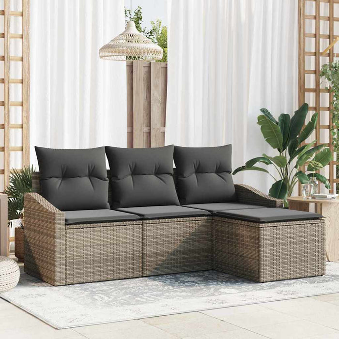Set de canapea cu pernă 4 pcs Gri poliratan - WALTI WALTI