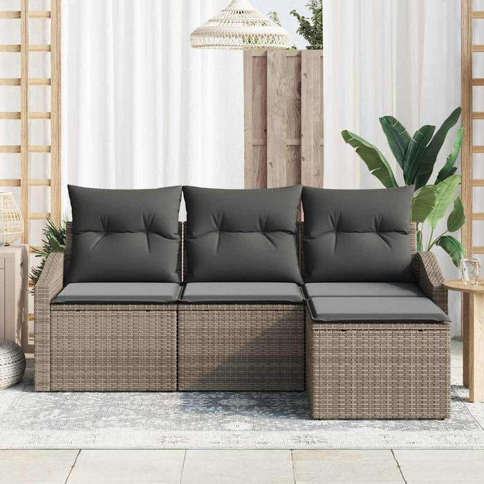 Set de canapea cu pernă 4 pcs Gri poliratan - WALTI WALTI