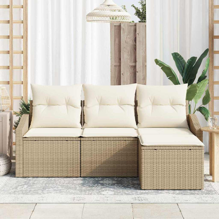 Set de canapea cu pernă 4 pcs Bej poliratan WALTI