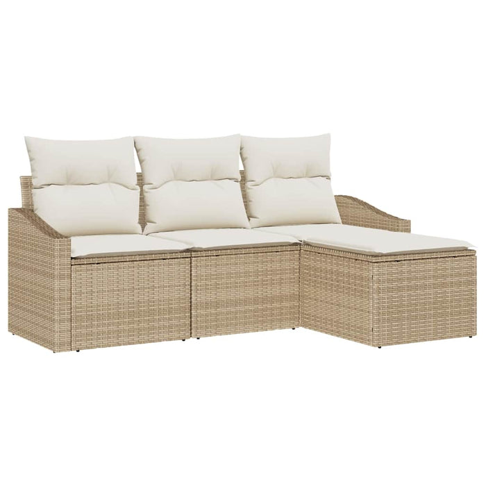 Set de canapea cu pernă 4 pcs Bej poliratan WALTI