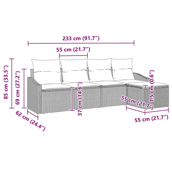 Set de Canapea de Grădină cu Perne Bej Ratan Poli - WALTI WALTI