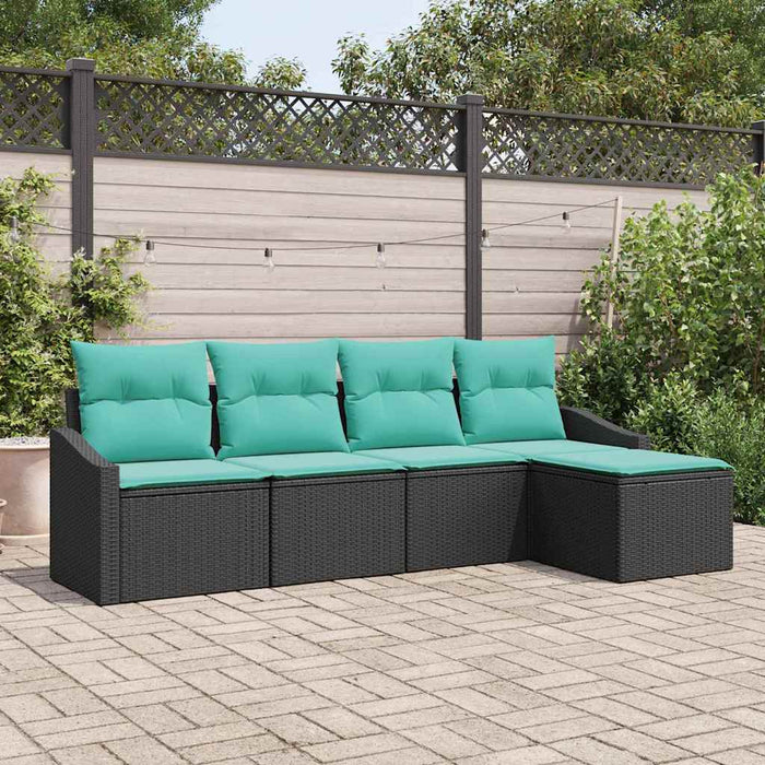 Set de canapea cu pernă 5 pcs Negru poliratan - WALTI WALTI
