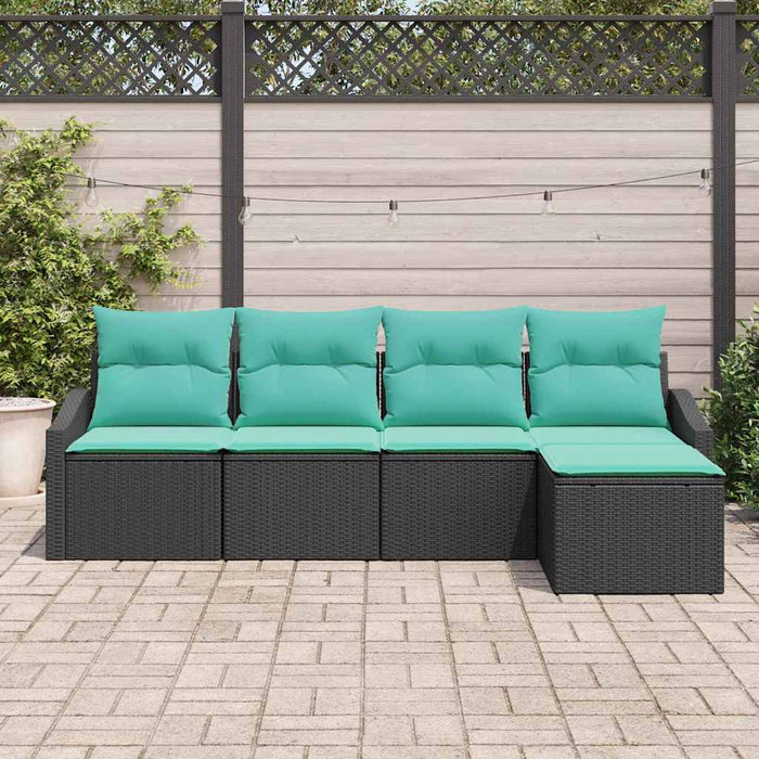Set de canapea cu pernă 5 pcs Negru poliratan - WALTI WALTI
