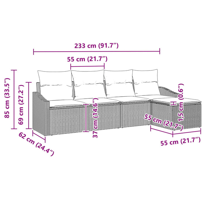 Set de canapea cu pernă 5 pcs Negru poliratan - WALTI WALTI
