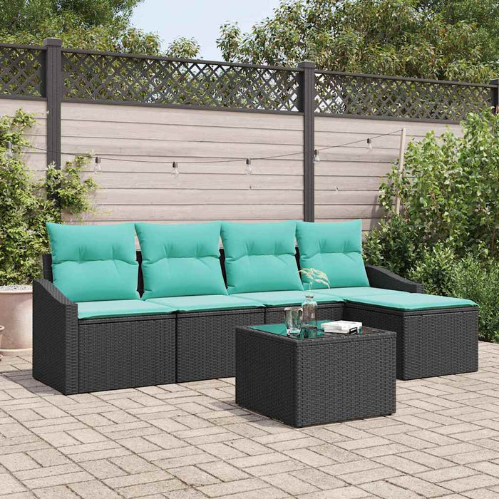 Set de canapea cu pernă 6 pcs Negru poliratan - WALTI WALTI