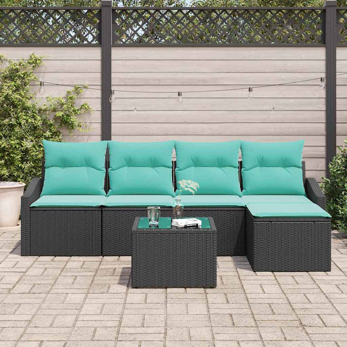 Set de canapea cu pernă 6 pcs Negru poliratan - WALTI WALTI