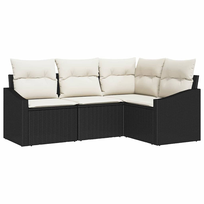 Set de canapea 4 buc. Negru poliratan WALTI