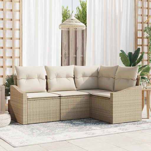 Set de canapea cu pernă 4 pcs Bej poliratan - WALTI WALTI