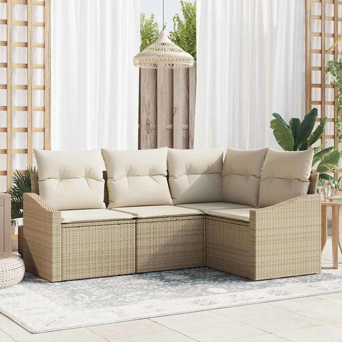 Set de canapea cu pernă 4 pcs Bej poliratan WALTI