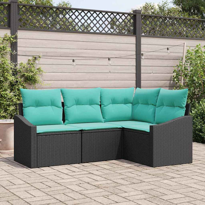 Set de canapea cu pernă 4 pcs Negru poliratan - WALTI WALTI
