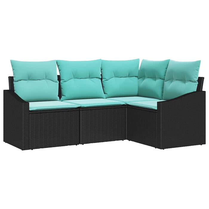 Set de canapea cu pernă 4 pcs Negru poliratan - WALTI WALTI