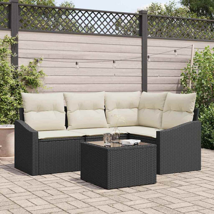 Set de canapea 5 buc. Negru poliratan WALTI
