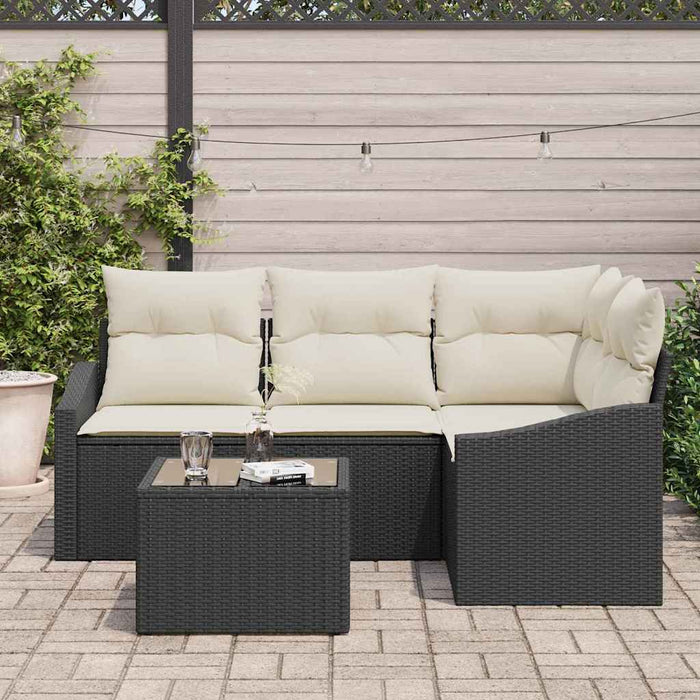 Set de canapea 5 buc. Negru poliratan WALTI