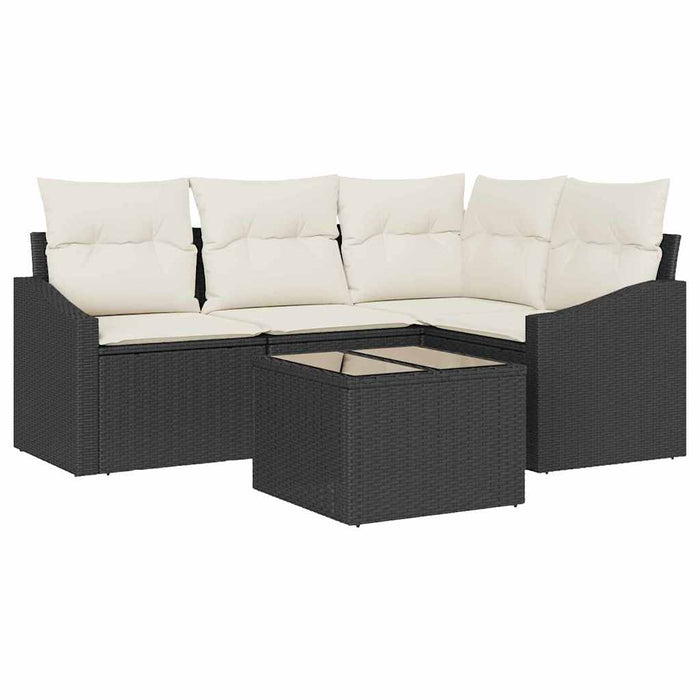 Set de canapea 5 buc. Negru poliratan WALTI