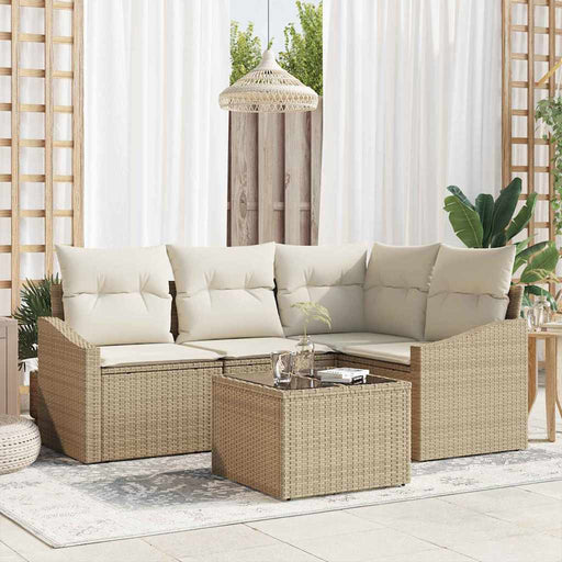 Set de canapea cu pernă 5 pcs Bej poliratan - WALTI WALTI