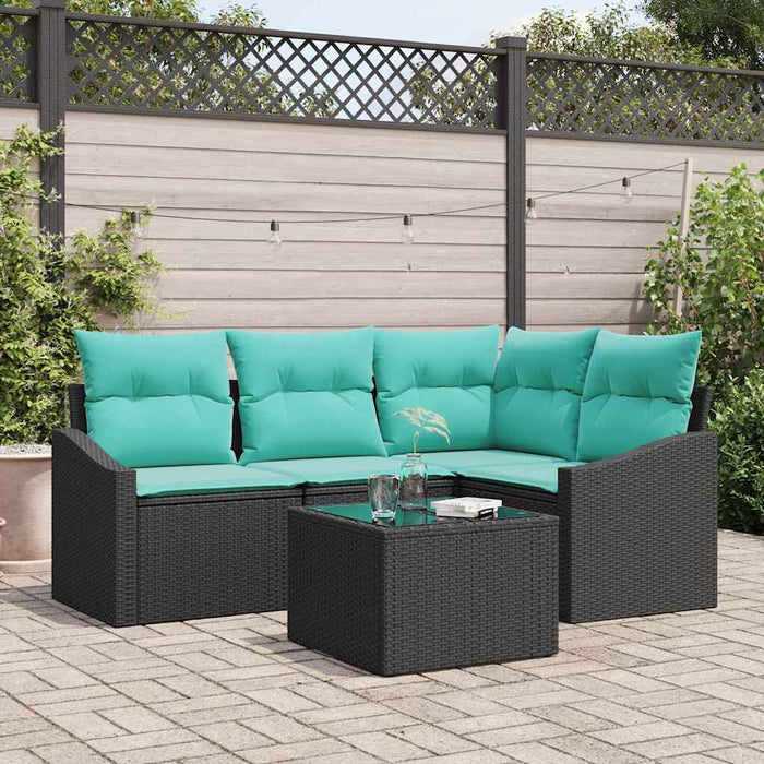 Set de canapea cu pernă 5 pcs Negru poliratan - WALTI WALTI