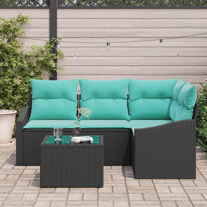 Set de canapea cu pernă 5 pcs Negru poliratan - WALTI WALTI