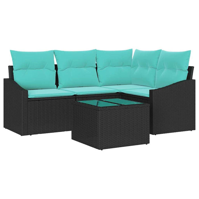 Set de canapea cu pernă 5 pcs Negru poliratan - WALTI WALTI