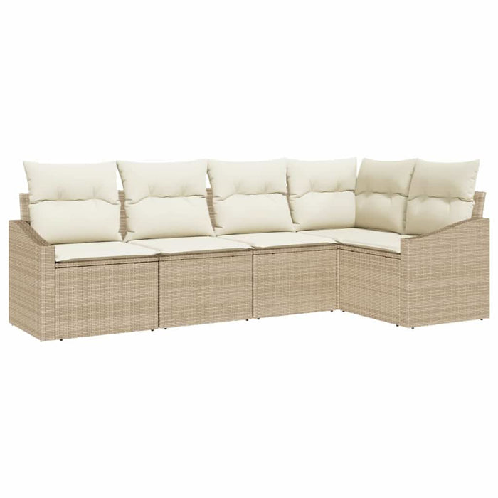 Set de canapea cu pernă 5 pcs Bej poliratan WALTI