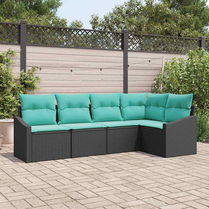 Set de canapea cu pernă 5 pcs Negru poliratan - WALTI WALTI
