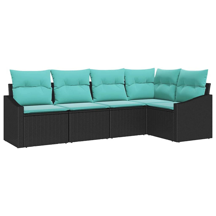 Set de canapea cu pernă 5 pcs Negru poliratan - WALTI WALTI