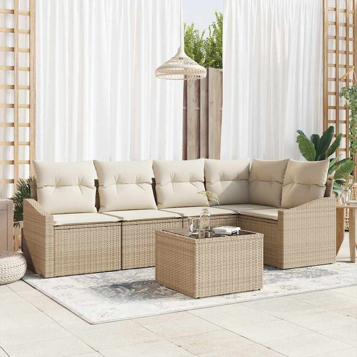 Set de canapea cu pernă 6 pcs Bej poliratan WALTI