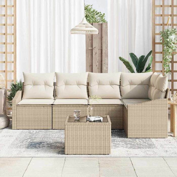 Set de canapea cu pernă 6 pcs Bej poliratan WALTI