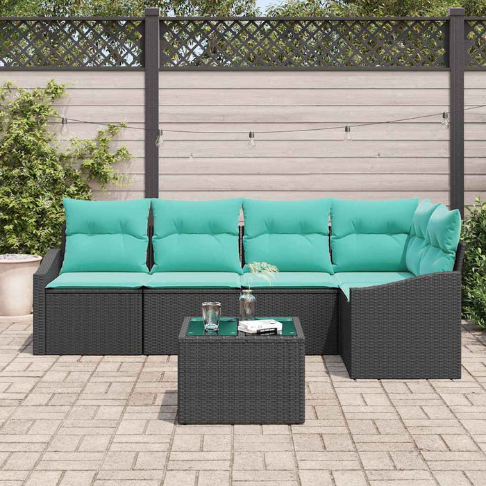 Set de canapea cu pernă 6 pcs Negru poliratan - WALTI WALTI