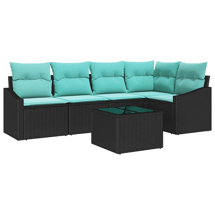 Set de canapea cu pernă 6 pcs Negru poliratan - WALTI WALTI