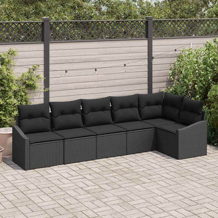 Set canapele pentru grădină cu 6 piese cu perne, negru, poli ratan - WALTI WALTI