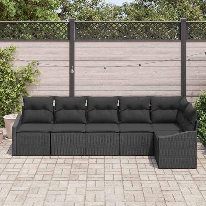 Set canapele pentru grădină cu 6 piese cu perne, negru, poli ratan - WALTI WALTI