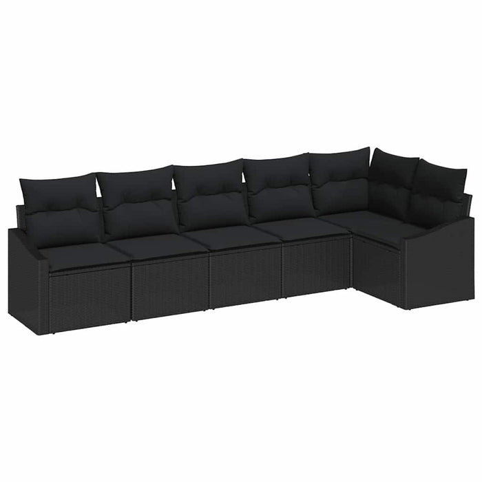 Set canapele pentru grădină cu 6 piese cu perne, negru, poli ratan - WALTI WALTI