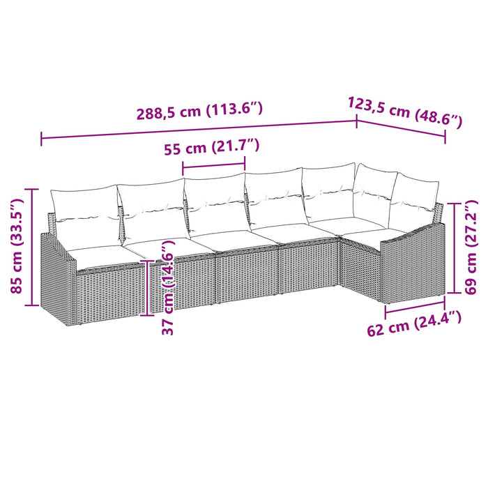 Set de canapea cu pernă 6 pcs Negru poliratan - WALTI WALTI
