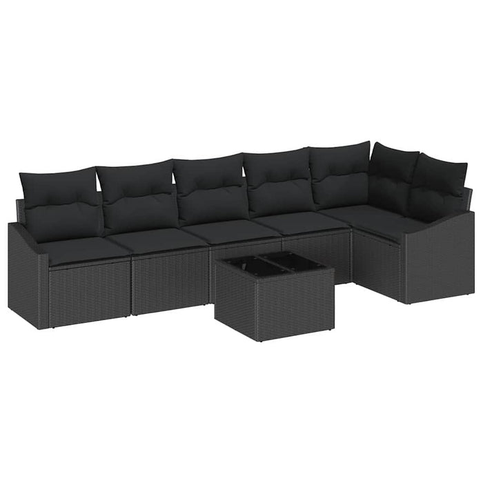 Set Canapea Grădină 7 Piese cu Perne Bej Rattan Poliester - WALTI WALTI
