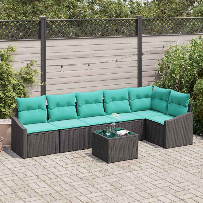 Set de canapea cu pernă 7 pcs Negru poliratan - WALTI WALTI
