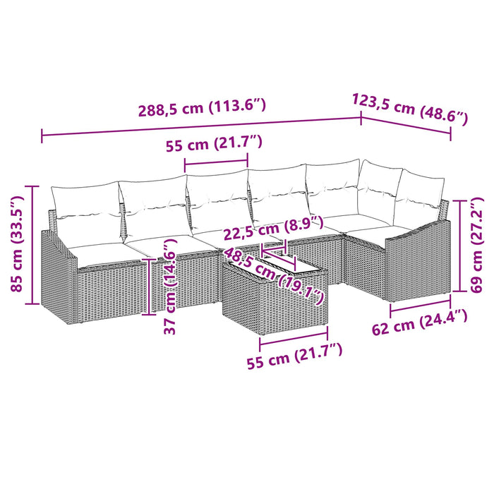 Set de canapea cu pernă 7 pcs Negru poliratan - WALTI WALTI