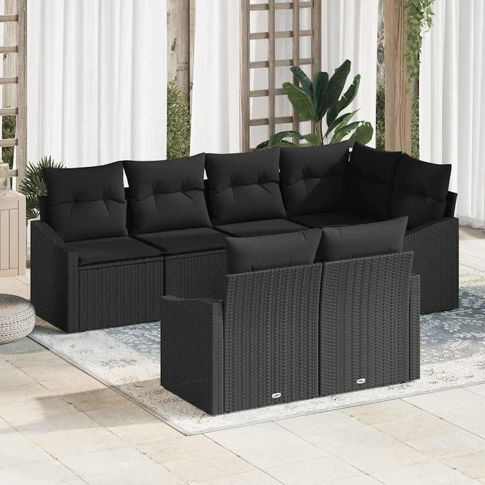 Set de canapea cu pernă 7 pcs Negru poliratan - WALTI WALTI