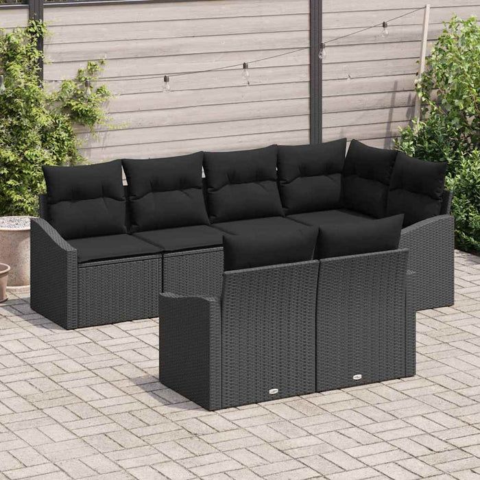 Set de canapea cu pernă 7 pcs Negru poliratan - WALTI WALTI