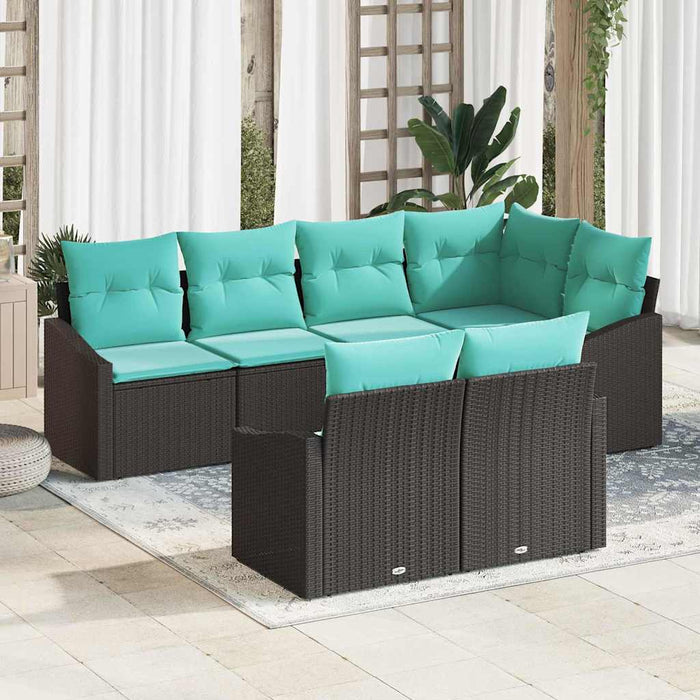 Set de canapea cu pernă 7 pcs Negru poliratan - WALTI WALTI