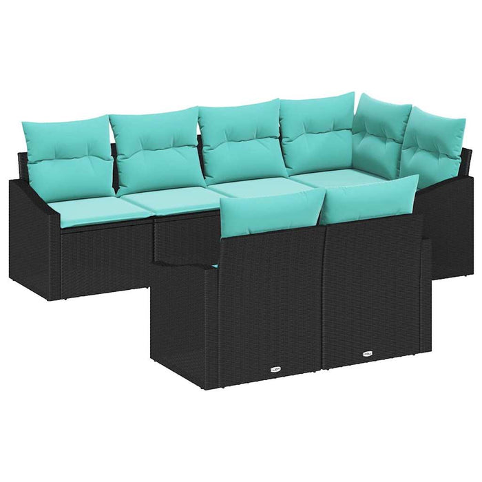 Set de canapea cu pernă 7 pcs Negru poliratan - WALTI WALTI