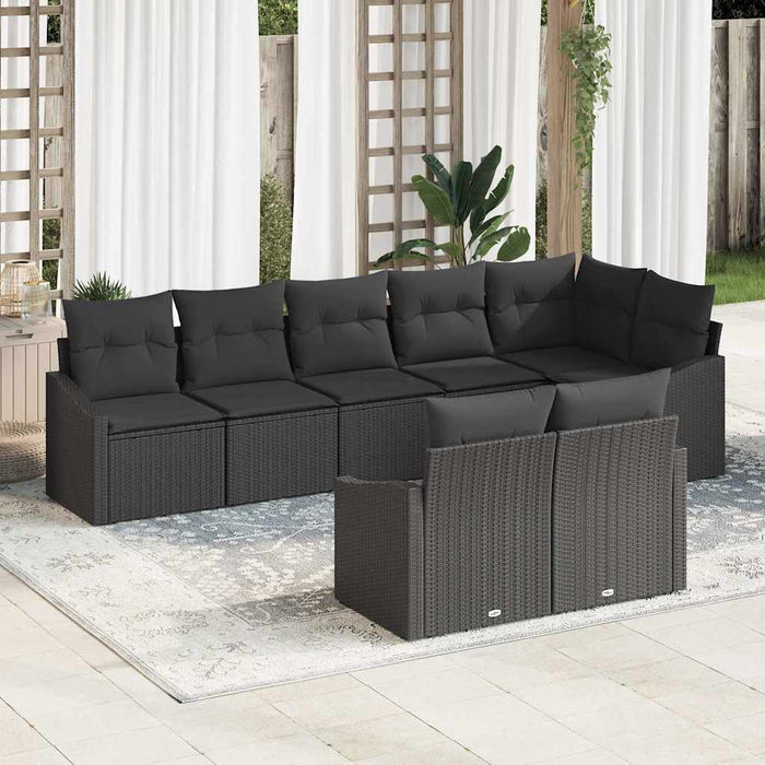 Set de canapele de grădină 8 piese cu perne Ratan poli negru - WALTI WALTI