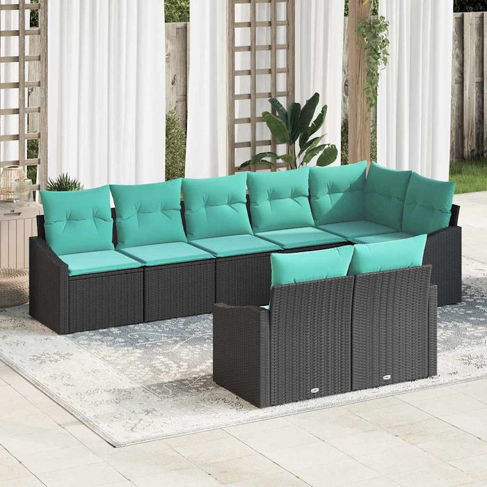 Set de canapea cu pernă 8 pcs Negru poliratan - WALTI WALTI