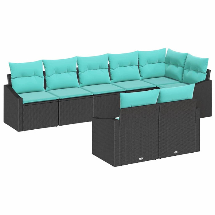 Set de canapea cu pernă 8 pcs Negru poliratan - WALTI WALTI