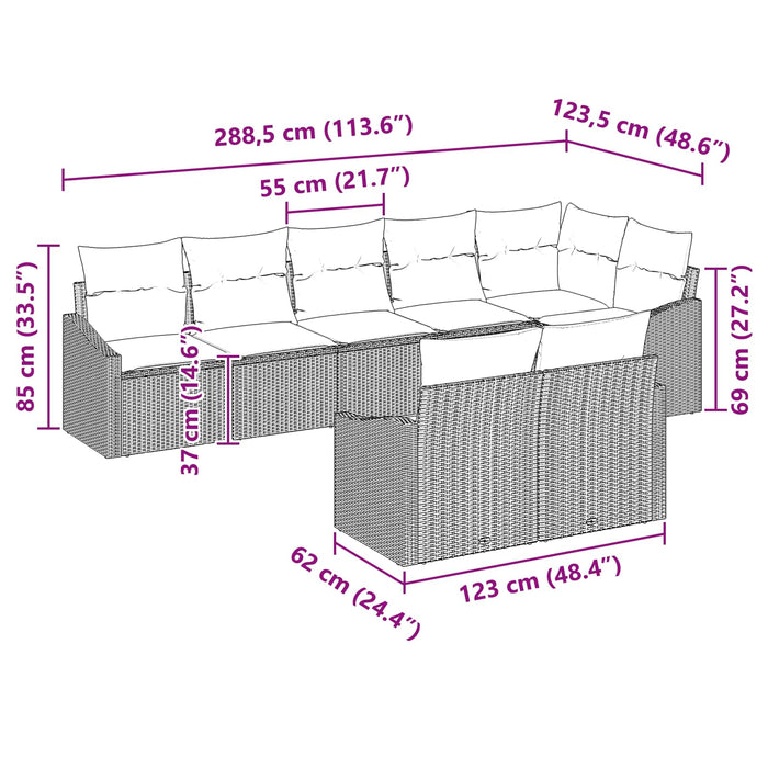 Set de canapea cu pernă 8 pcs Negru poliratan - WALTI WALTI