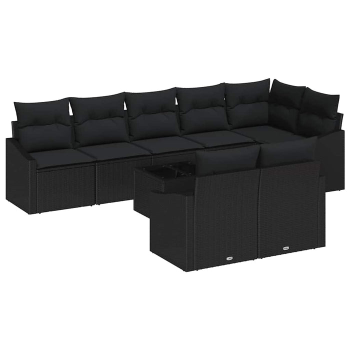 Set de canapele de grădină cu 9 piese și perne Bej din ratan poliester - WALTI WALTI
