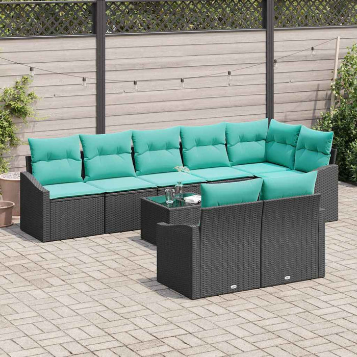Set de canapea cu pernă 9 pcs Negru poliratan - WALTI WALTI