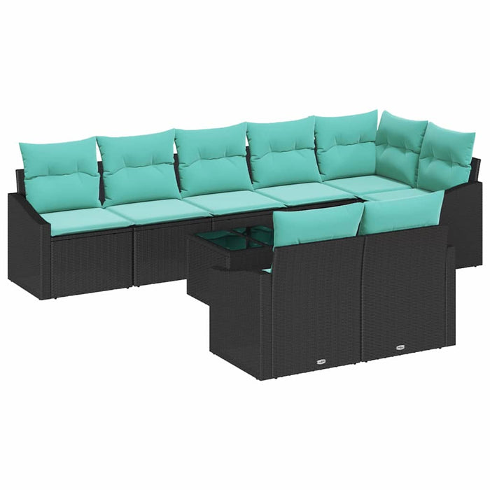 Set de canapea cu pernă 9 pcs Negru poliratan - WALTI WALTI