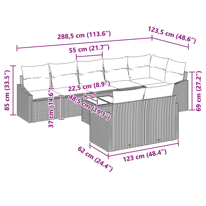 Set de canapea cu pernă 9 pcs Negru poliratan - WALTI WALTI