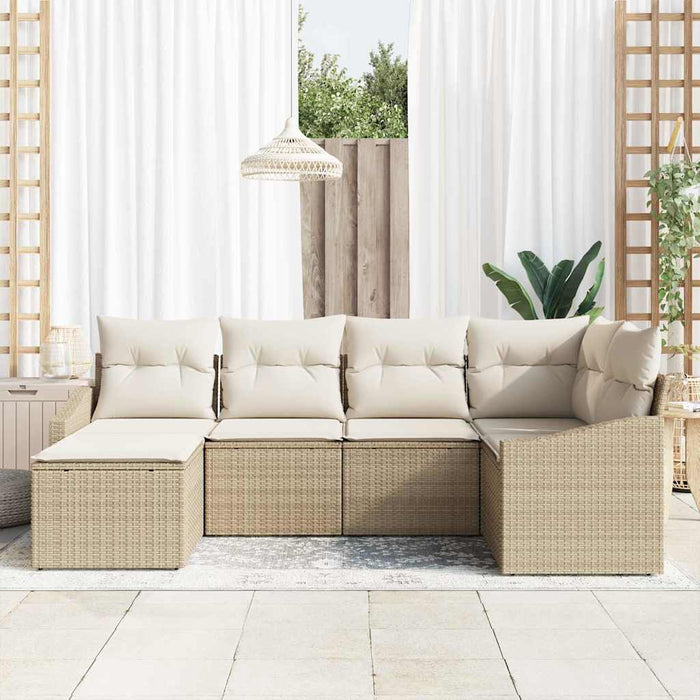 Set de canapea cu pernă 6 pcs Bej poliratan WALTI